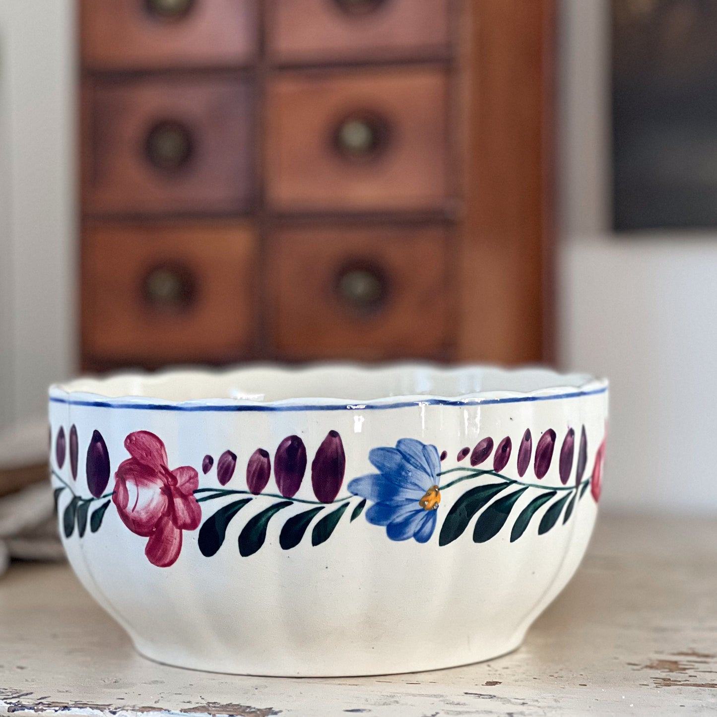 French Floral Painted Bowl