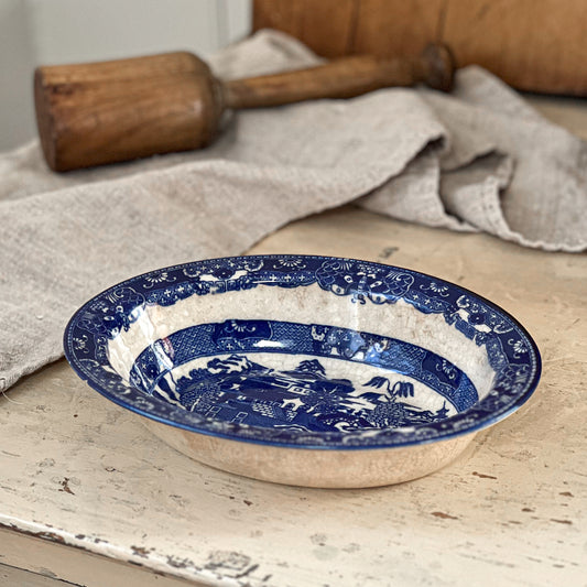 Blue Transferware Ironstone Dish