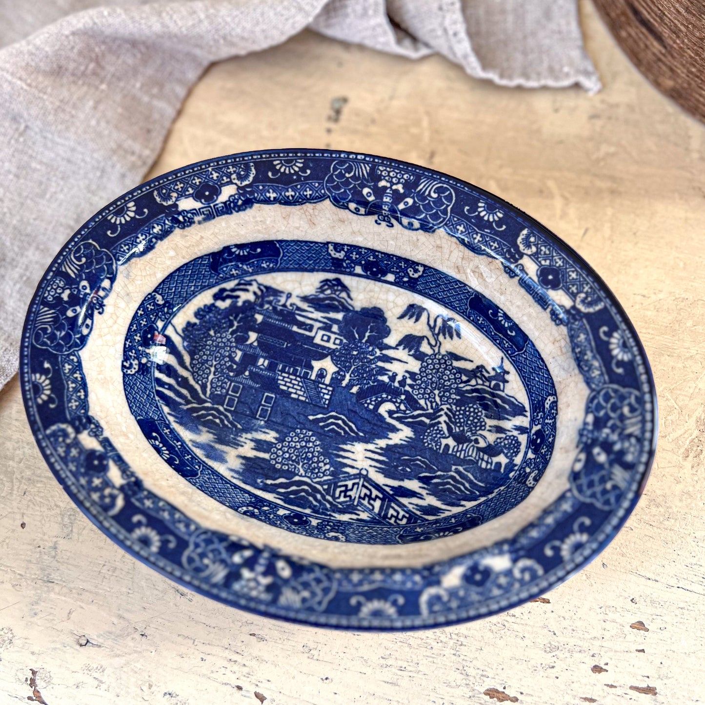 Blue Transferware Ironstone Dish