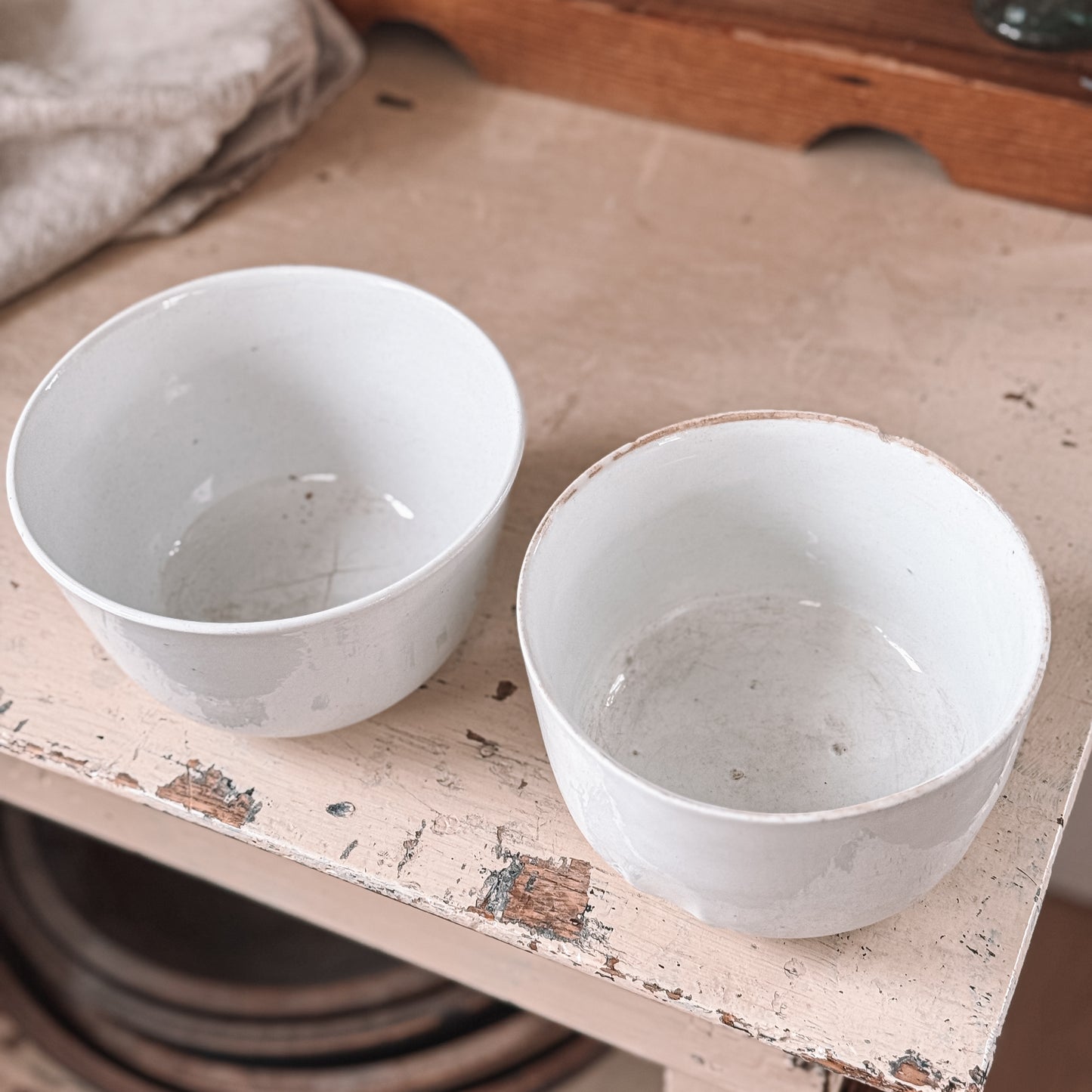 Ironstone Waste Bowls, Pair