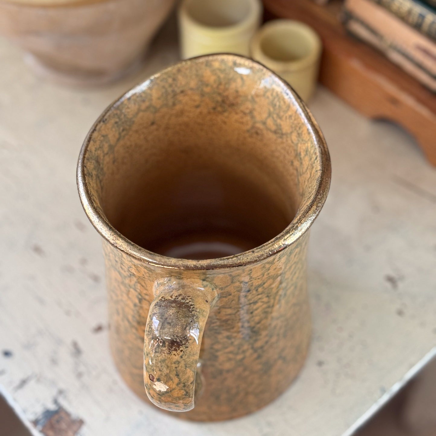 Spongeware Pottery Pitcher