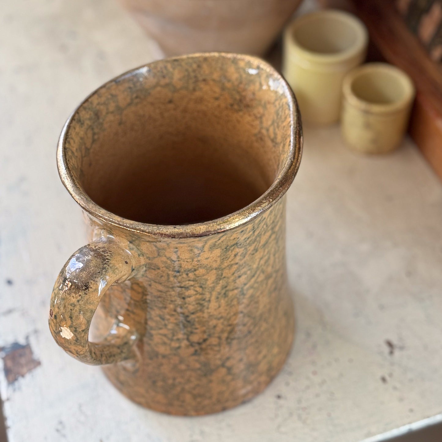 Spongeware Pottery Pitcher