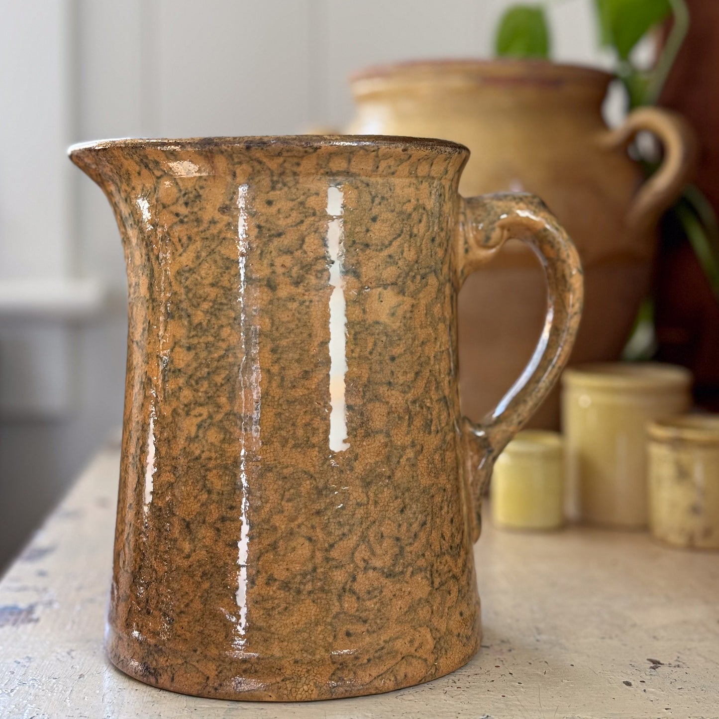 Spongeware Pottery Pitcher