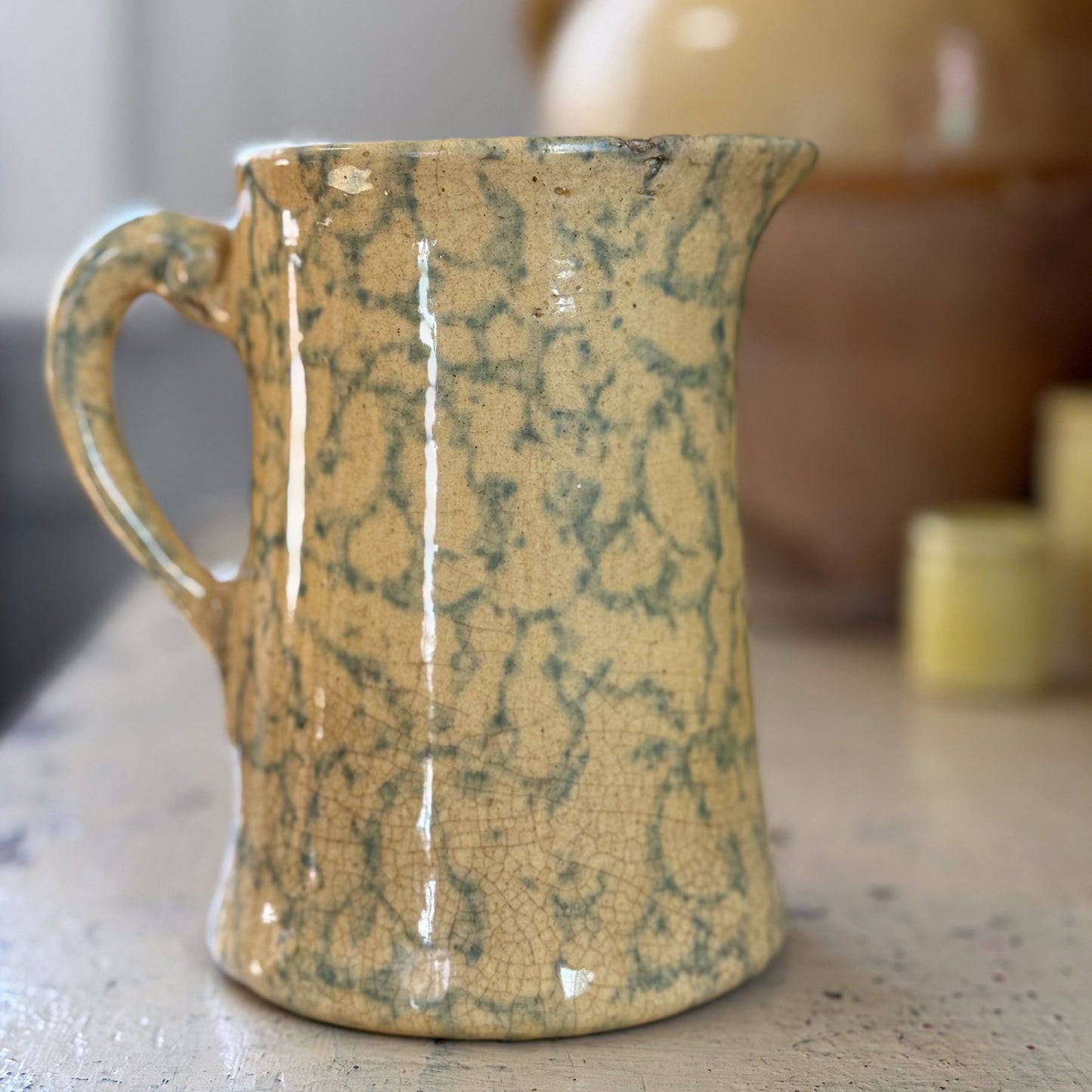 Spongeware Pottery Pitcher