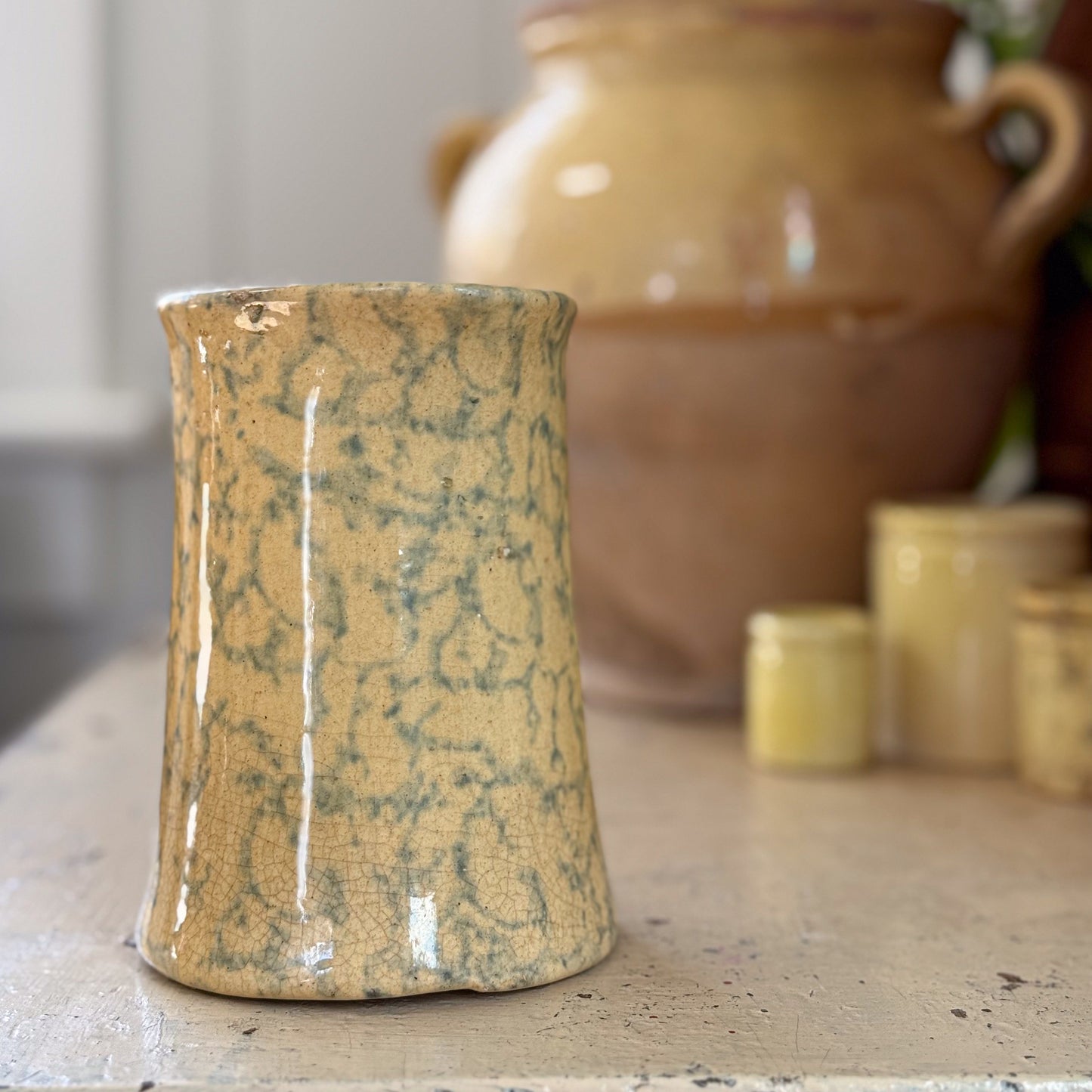 Spongeware Pottery Pitcher