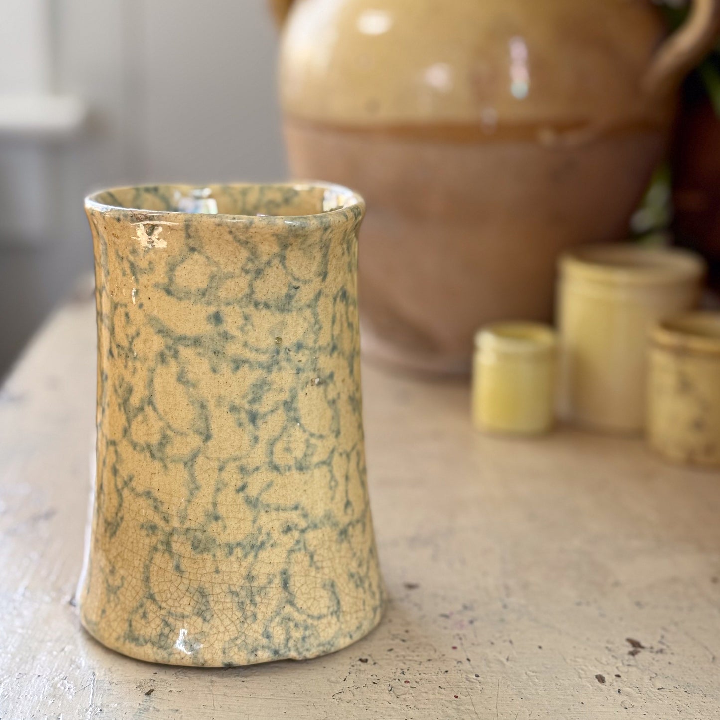 Spongeware Pottery Pitcher